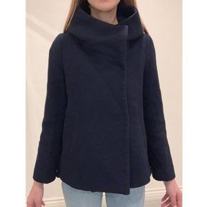 Zara Navy Navy Blue Coat with a Hood.